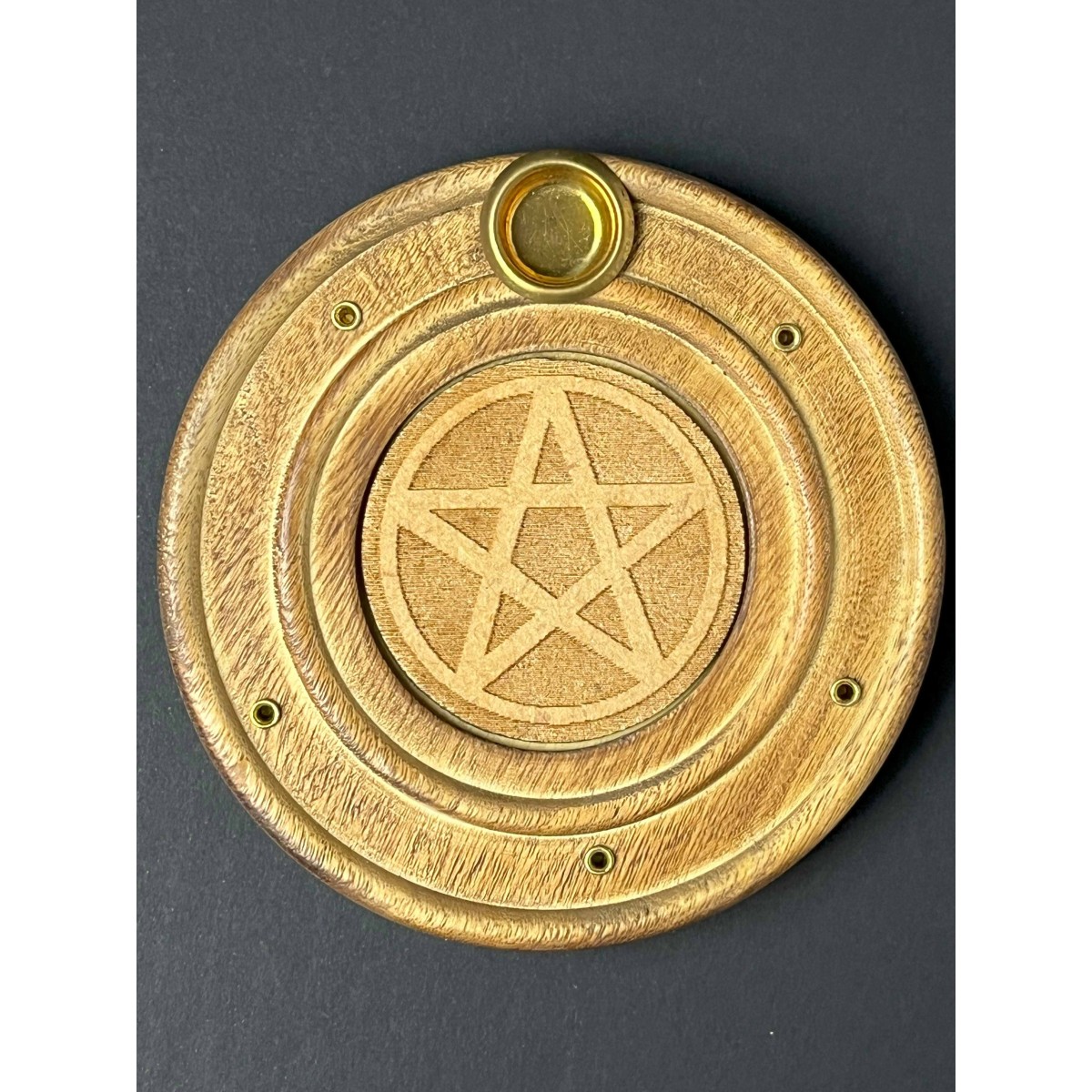 Support à encens rond en bois Pentacle