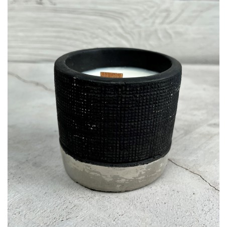 Bougie Béton noir et mèche en bois (Beurre de Brandy)