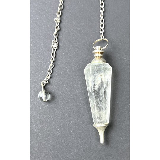 Pendule cristal de roche et pointe