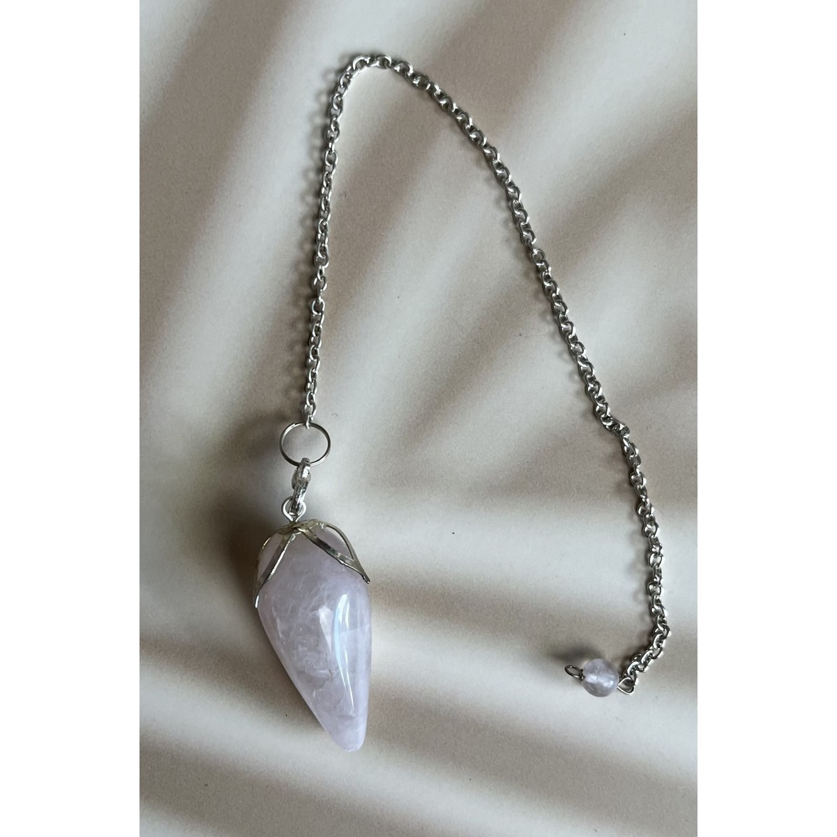 Pendule quartz rose en cône et goute argenté