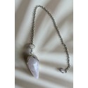 Pendule quartz rose en cône et goute argenté